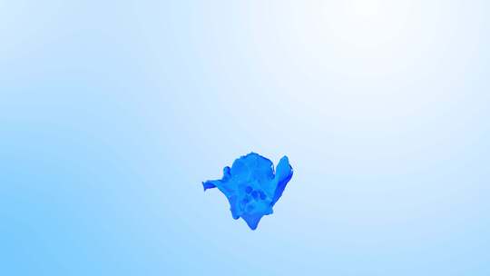 蓝色油漆的水滴碰撞飞溅