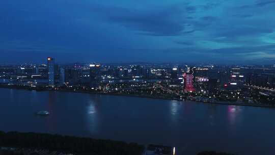 广州南沙灵山岛夜景航拍