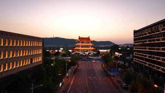 湖南长沙杜甫江阁蓝调夜景