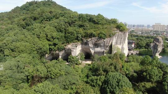 航拍浙江绍兴柯岩景区