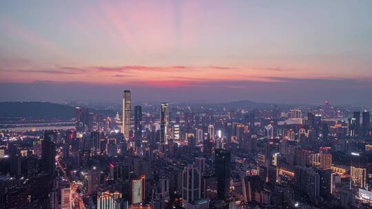 长沙航拍地标夜景延时