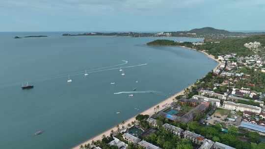 泰国苏梅岛波普海滩海湾航拍自然景观