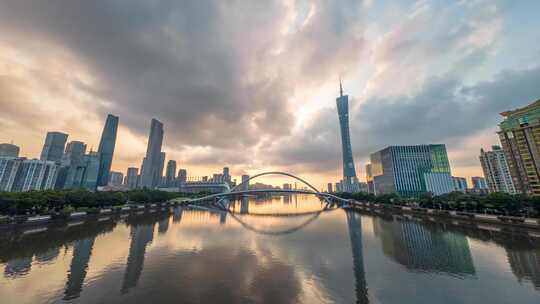 广州珠江新城城市日出延时摄影视频素材模板下载