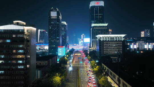 上海五角场夜景航拍视频素材模板下载