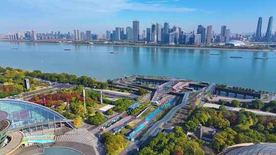 浙江杭州城市地标风景航拍风光美景