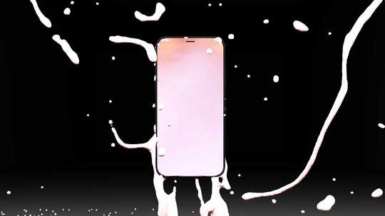 一台手机和发散的白色液体背景