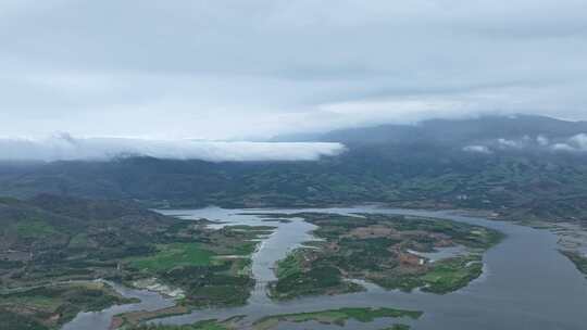 海南大广坝水库航拍