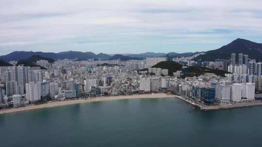 韩国釜山广安里海滩鸟瞰图