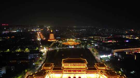 航拍河南洛阳应天门夜景