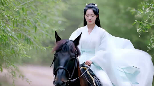 古装女子骑马唯美意境