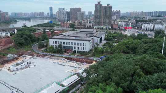 航拍衡阳市图书馆新馆建设筹备