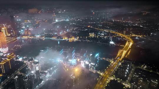 宁波夜景延时航拍视频素材模板下载
