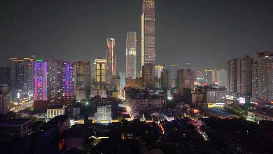 长沙城市地标风景夜晚夜景航拍风光美景湖南