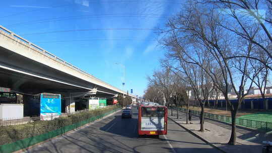 北京三环路 城市道路 车前视角