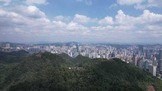 贵州贵阳城市大景蓝天白云航拍