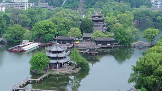 航拍浙江省台州市临海市东湖台州府城风景区