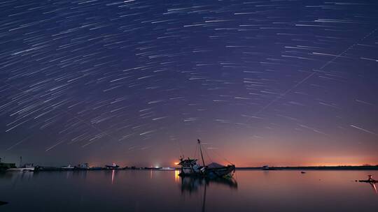 星轨银河星空夜转日天空延时