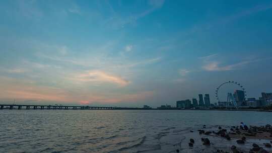 城市建筑日出日落朝阳晚霞夕阳黄昏航拍