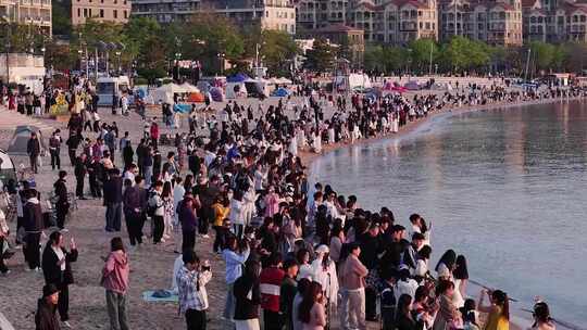 海边人群 沙滩人流大海 人与自然 景区