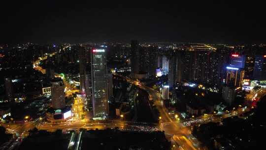 安徽合肥城市夜景交通大景航拍