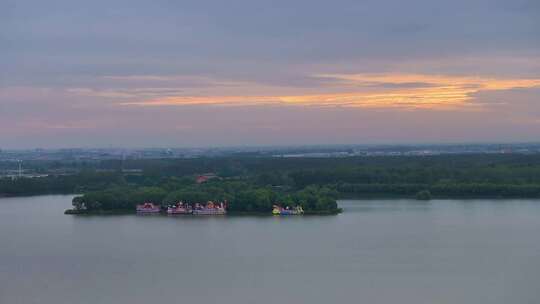 江苏省泰州溱湖景区古寿圣寺航拍视频素材模板下载