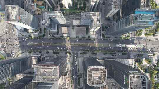 俯拍城市商务建筑交通