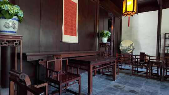 中式传统厅堂古代客厅房间室内家具家私陈设