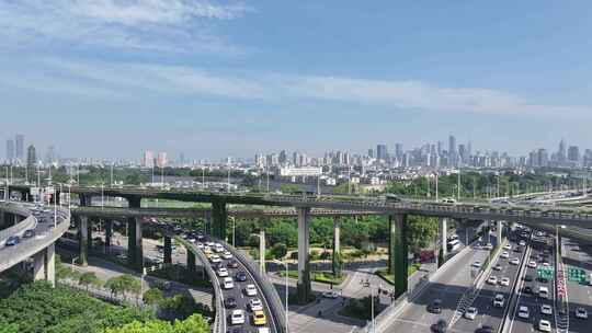 南京秦淮区双桥门立交车流南京市中心大景