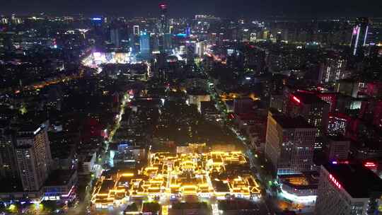 航拍云南昆明城市夜景