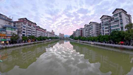 小县城市晚霞延时夜景火烧云唯美天空日落