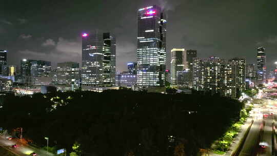 夜景航拍深圳百度大厦视频素材模板下载