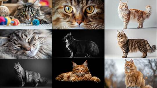 威风凛凛 优雅迷人 尽显缅因猫王者风范高清在线视频素材下载