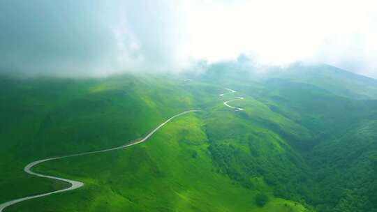 长白山天池森林山川公路航拍 4K