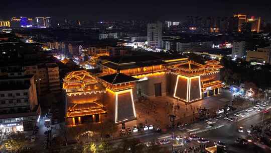 许昌曹魏古城夜景视频素材模板下载