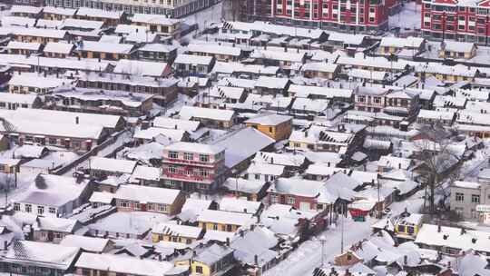 东北雪乡雪后小镇全景俯瞰