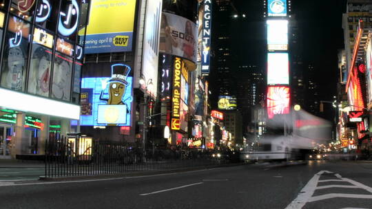 纽约时代广场夜景延时视频素材模板下载