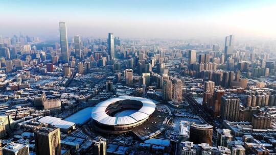 长沙城市航拍雪景