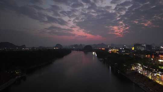 广西桂林山水桂林漓江夜景