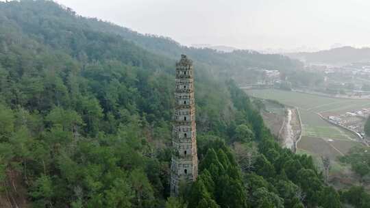 浙江台州国清寺隋塔天台山寺庙古塔宝塔航拍