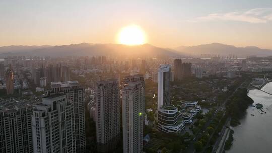 航拍福州闽江尤溪洲大桥道路江景