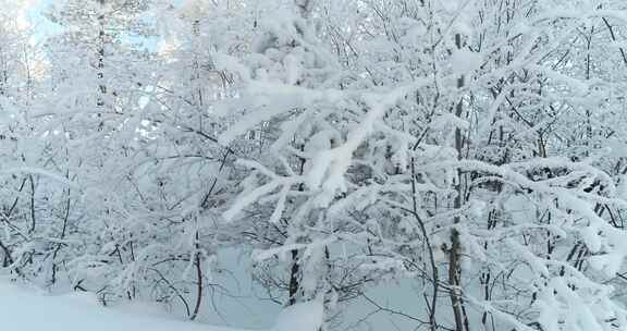 航拍内蒙古大兴安岭冰雪雾凇、雪凇