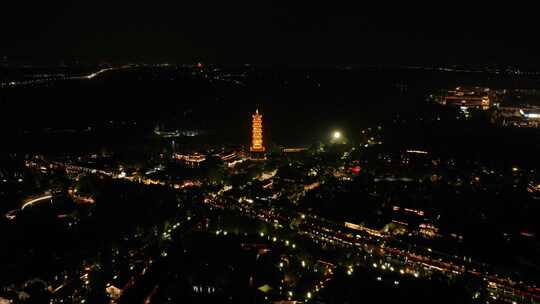 乌镇白莲塔夜景