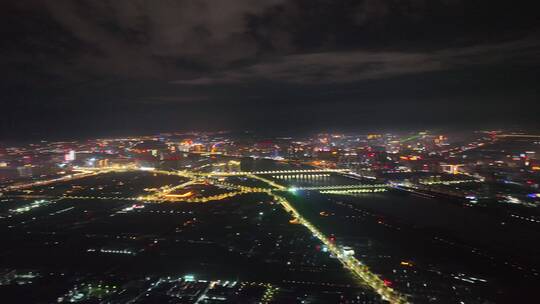 城市航拍洛阳阴雨天后城市云海夜景建筑