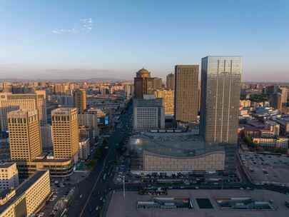 内蒙古呼和浩特市中心航拍4k延时摄影