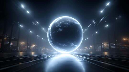 未来港口地球悬浮科技感十足