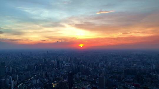 上海日落夕阳晚霞航拍