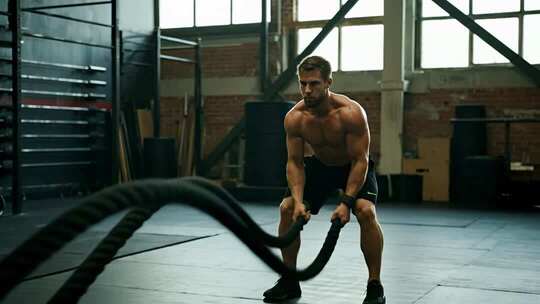 健身房男人力量训练健康生活方式视频