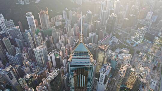 香港航拍港岛大景中环广场