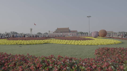 北京地标 天安门广场 红旗飘扬