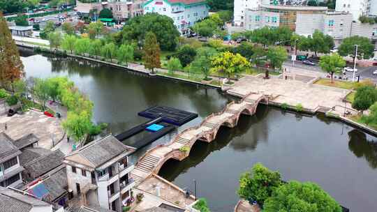 台州市黄岩区，五洞桥公园，城市风光视频素材模板下载